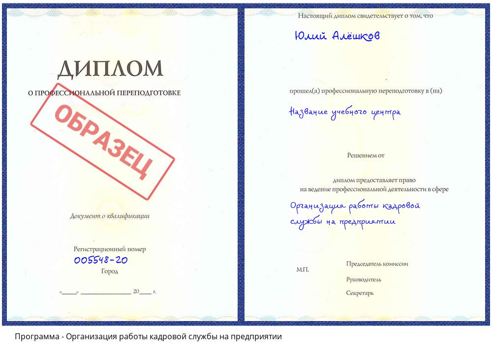 Организация работы кадровой службы на предприятии Выборг