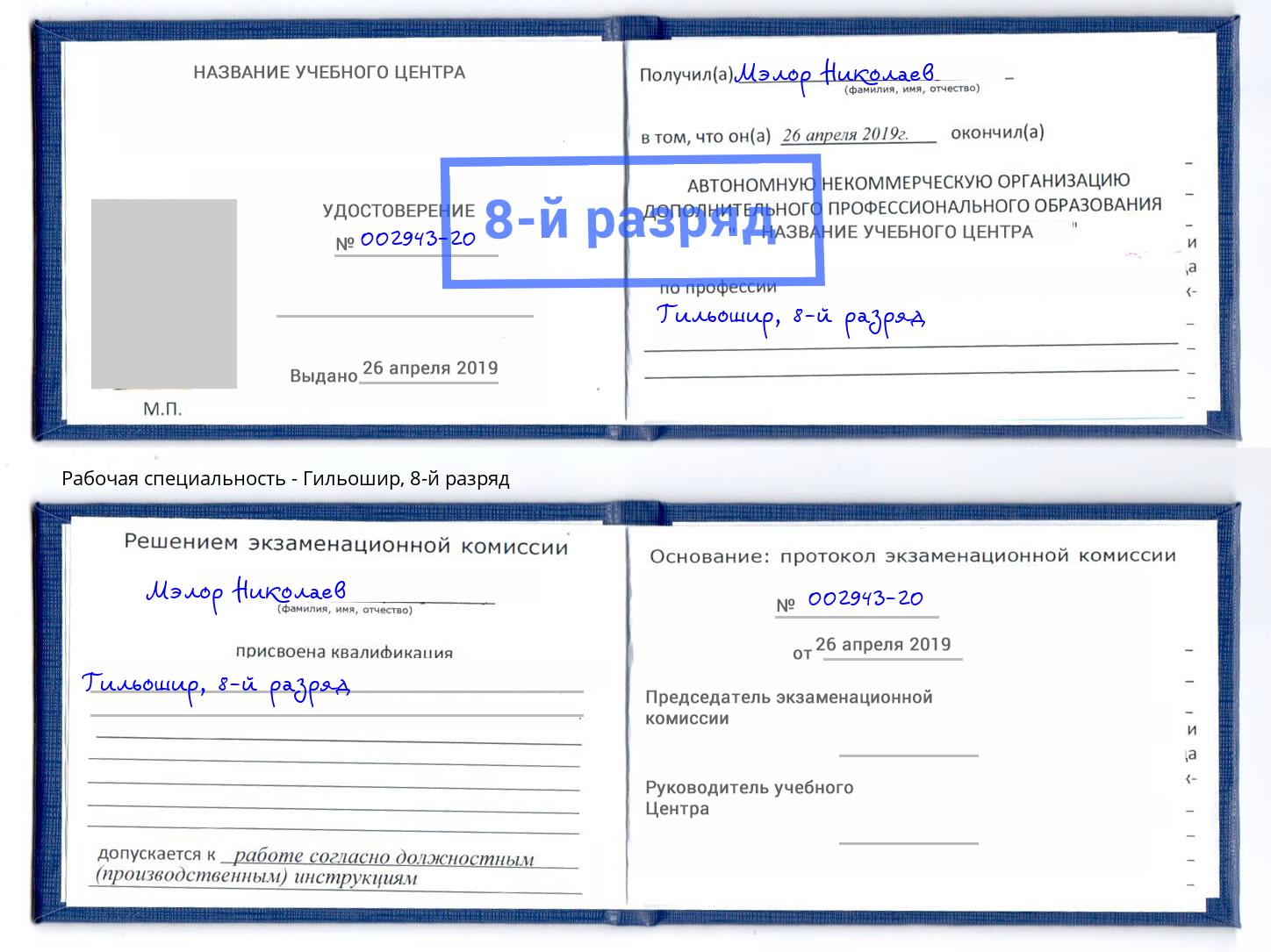 корочка 8-й разряд Гильошир Выборг